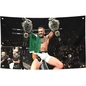 Conor McGregor UFC Double Champ Tapestry 3x5 FT - Polyester MMA Fan Art Wall Hanging for Bedroom Decor, Irish Fighter Aesthetic Banner