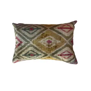 Graphic pattern Silk velvet lumbar pillow