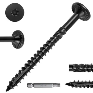 #14 Heavy-Duty Wood Screws, Star Drive Deck Screws, Rust Resistant Timber Screws for Timber Log Landscaping Wood (2-7/8 Inch, 50Pcs, Black)