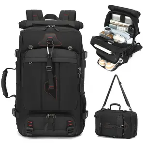 Travel Backpack, Portable Backpack, Large Capacity Duffel Bag Men's Outdoor Expandable Convertible Boarding Duffel Backpack, Black 80L Hiking Bag, Fit 17 Inch Laptop, Suitable for Outdoor Travel Work Business