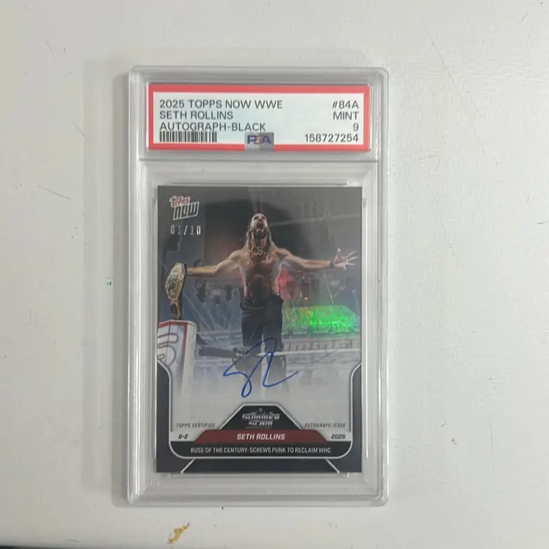 2025 Topps Now WWE Seth Rollins Autographed Black Card - PSA Grade 9 - Summer Slam Ruse of the Century