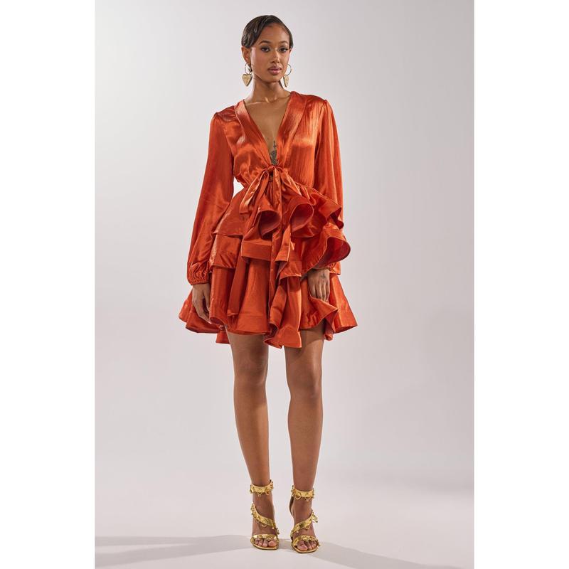ARIANA SATIN RUFFLED MINI DRESS