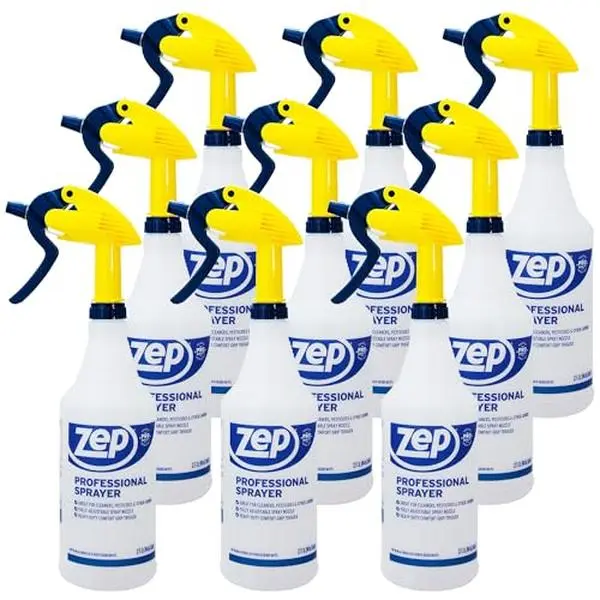 Zep Professional Sprayer Bottle - 32 oz (Case of 9) - HDPRO9 - Versatile Adjustable Nozzle Spray Bottles With A Fine Mist or Powerful Spray; Refillable Spray Bottle For Diluted Concentrate, Chemical