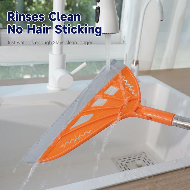 Magic Air Silicone Broom Sweeper Orange Household Squeegee for Floor Cleaning Bathroom Pet Hair Broom Brush Set with Handle Multifunctional Cleaning Tool