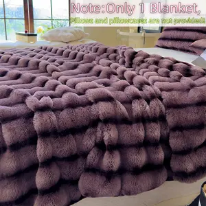 Ultra Soft Artificial Rabbit Fur Blanket, High Density Velvet Craftsmanship, Durable and Luxurious, Multi-Purpose for Sofa Bed Office Travel, Faux Fur Blanket