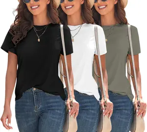KevaMolly 3 Piece Basic T Shirts for Women 2025 UPF 50+ Short Sleeve Casual Summer Tops Solid Loose Fit Tshirt Breathable Womenswear