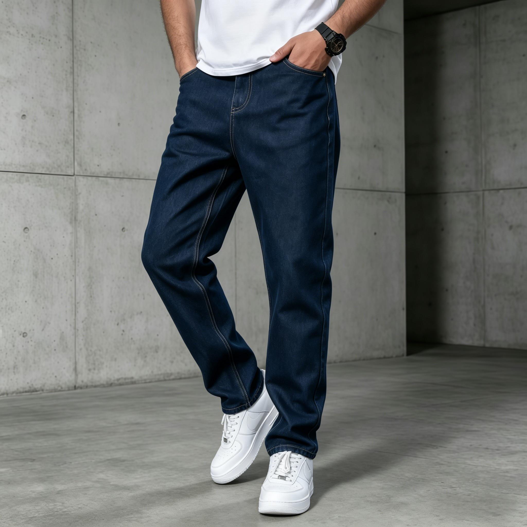 Baggy jeans men,jeans pants for men,Jeans Men's straight leg jeans, comfortable mid waist casual jeans, business comfortable fashionable versatile jeans Breathable Soft