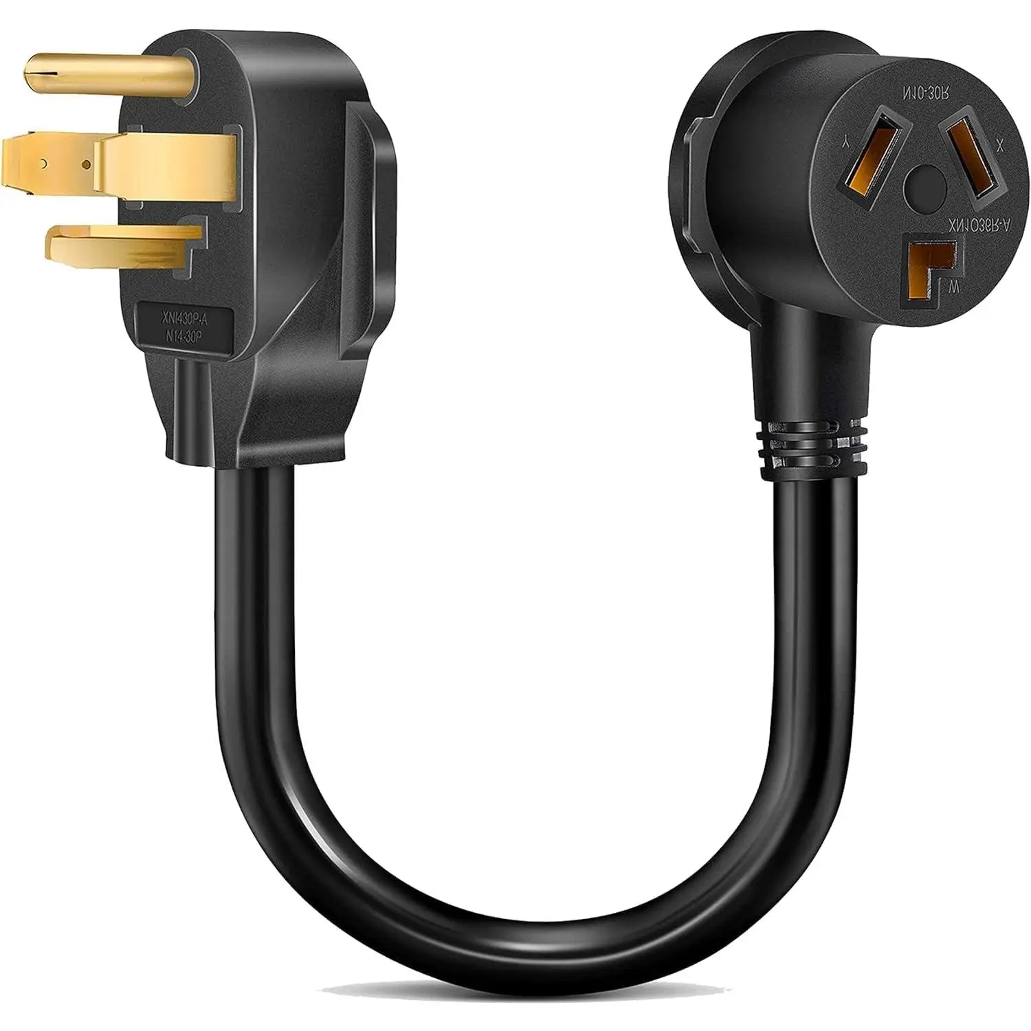 Dryer Adapter Cord 3 Prong to 4 Prong, 3P Older Dryer to 4P Newer House, Dryer Convert Cord NEMA 14-30P Plug to NEMA10-30R Receptacle, 30A 220V 10 AWG STW 1.5FT