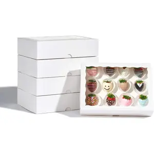 24 count 10x7x2.5Inches White Bakery Boxes with Display Window, Multi-Use Dessert Containers for  Covered Strawberries, Cookies, Donuts, Macarons, Muffins & Hot Cocoa Bombs