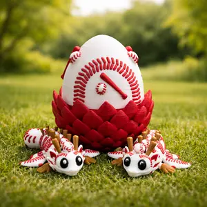 Baseball Dragon Egg with 2 Mini Dragons – Collectible Desk Decor Gift for Kids, Boys & Baseball Fans, Fun Room Display for Birthdays & Holidays