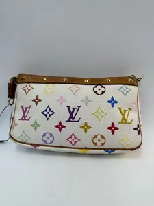 Pre-owned Louis Vuitton canvas Shoulder Bags Takashi Murakami Monogram Multicolore White Pochette Accessoires ky02611