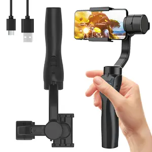 3-axis Anti-shake Gimbal Stabilizer, Portable Foldable Handheld Gimbal Stabilizer with RGB Fill Light, 360 Degree Rotation AI Face Tracking Gimbal for Movie Shooting, Camera