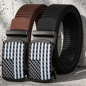 Men's nylon belt, woven nylon casual belt with American flag design, suitable for men's golf, hiking, jeans, and various pant styles; perfect for any occasion