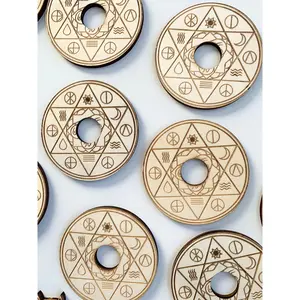 Wooden sphere holder with star, elements & phases