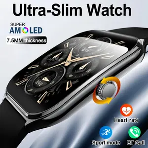 2025 New Ultra Thin Smart Watch Men 1.96"AMOLED 368*448 HD Display Always Show Time Health Monitor Waterproof BT Call Smartwatch