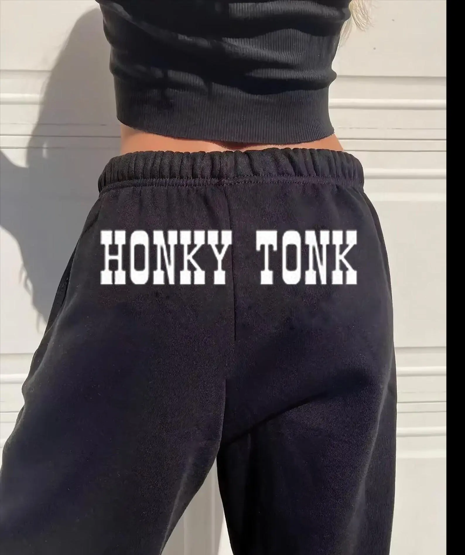 Honky Tonk Joggers, Retro Western Streetwear Sweatpants, Heavy Cotton Relaxed Fit, Vintage Urban Aesthetic, Unisex Statement Pants