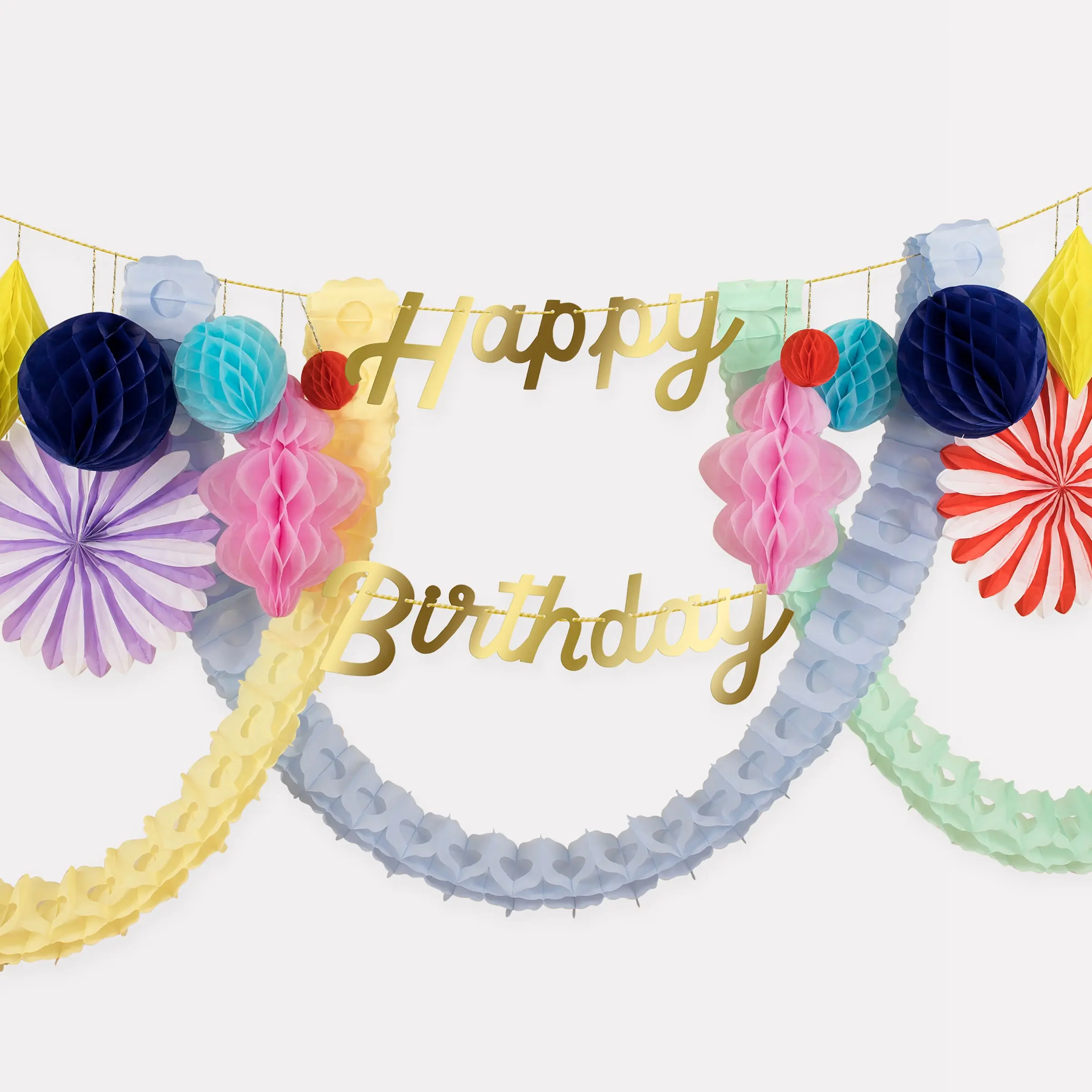 Happy Birthday Honeycomb Party Garland