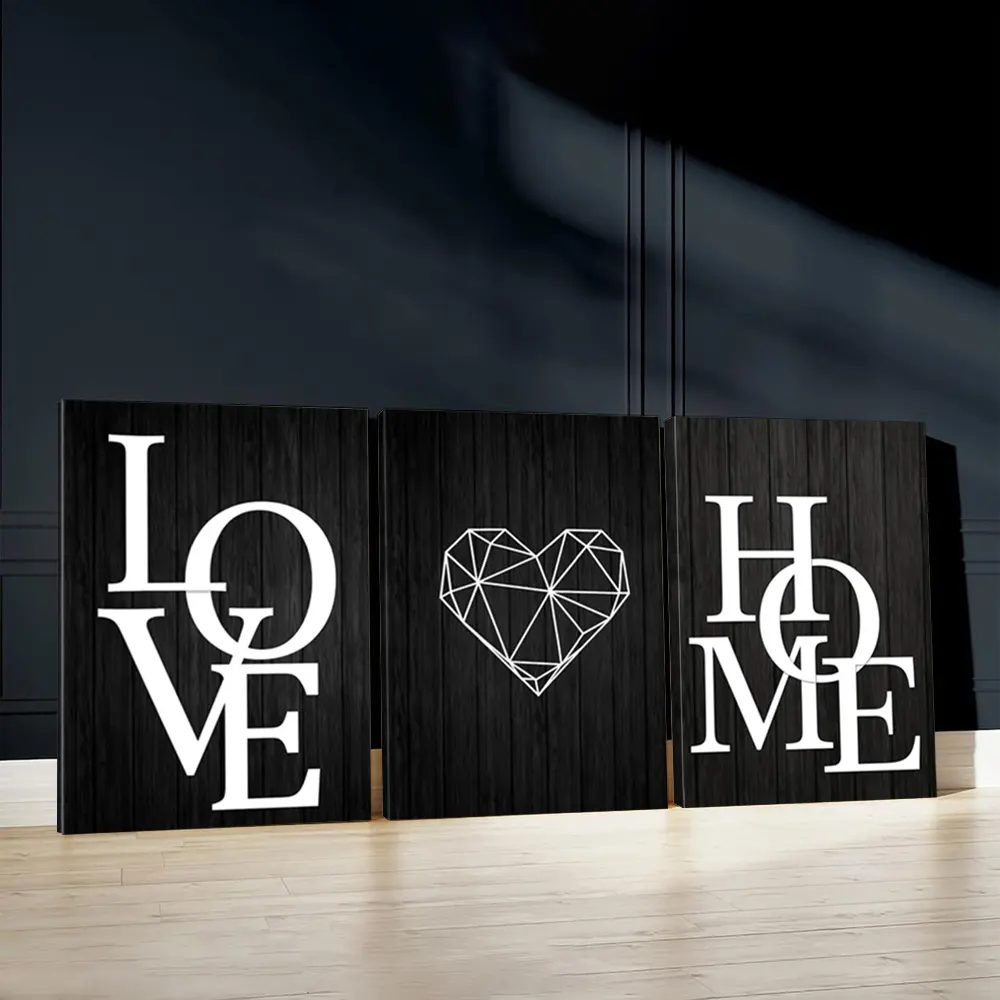 3pcs Love Emotion Wall Art, Artwork, Heart Shape Poster, Home Feeling Art Prints, Minimalist Home Decor, Framed Home Decor, Modern Wall Paintings, Canvas Posters Wall Arts, Decor for Living Room, Bedroom, Housewarming Gift, With Frame