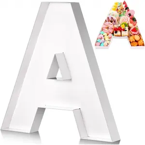 13.7inch Cardboard Letter Boxes Charcuterie Letters Board Fillable Reusable Trays Alphabet Serving Platter for Food Chocolate Candy Decoration Baby Shower Anniversary(Letter A)