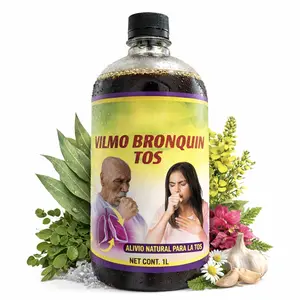 Vilmo Bronquin Tos Herbal Tonic  Deep Lung Tonic, Herbal Formula Respiratory Health, Clear Breathing, Bronchial Congestion W/Eucalyptus, Moringa, Mullein, Chamomile & Bugambilia Maguey de Michoacan, Sabor 1,000ML
