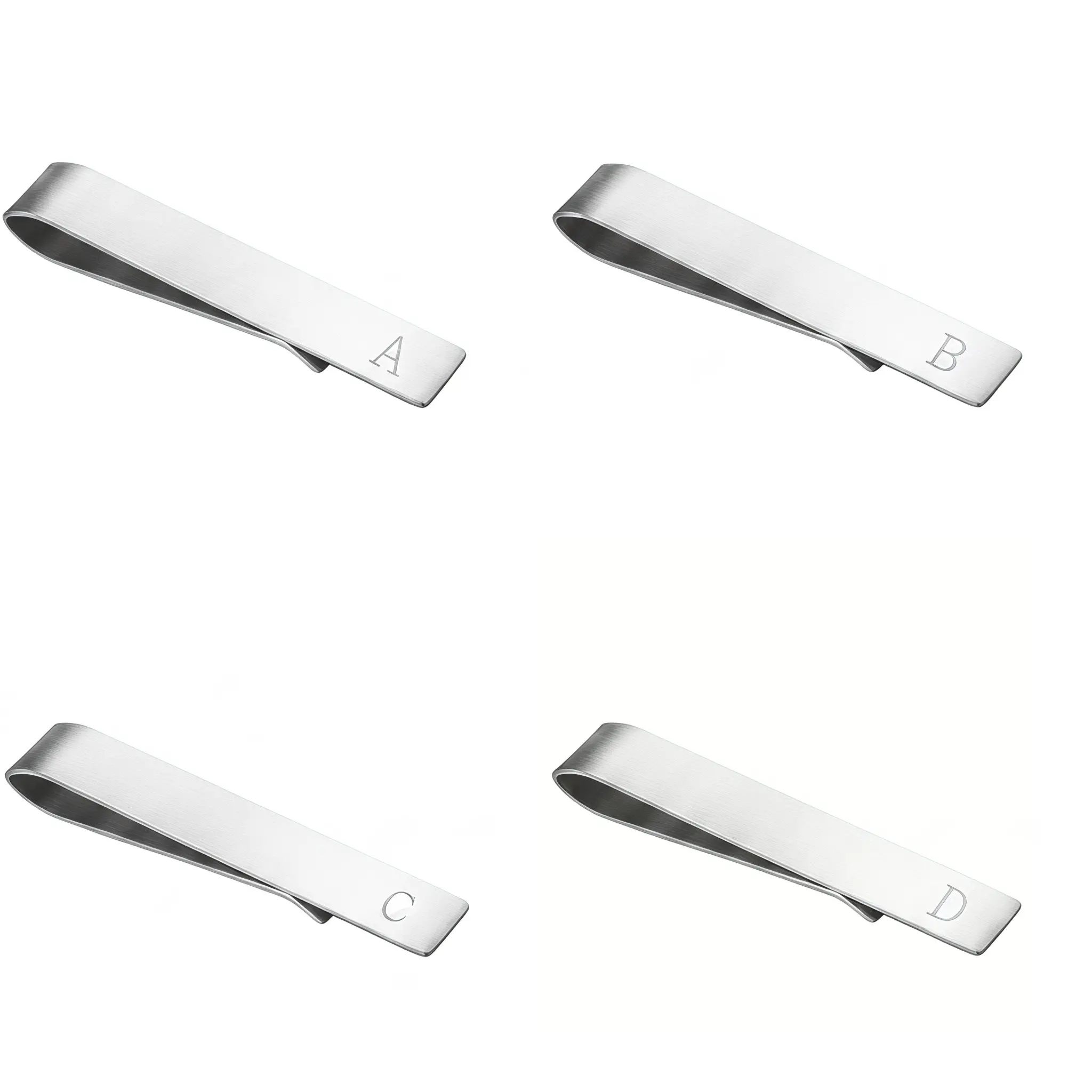 Personalized Initial Tie Clip for Men, Minimalist Brushed Stainless Steel Bar with Precisely Engraved Letter, Silver Gift for Wedding & Business, Best Dad Engraving Tie Clips & Pins, S