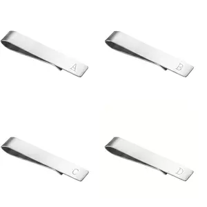 Stainless Steel Initial Tie Clip for Men, Personalized Alphabet Necktie Bar, Engraved Letter Tie Clips for Business/Wedding/Groomsmen Gift