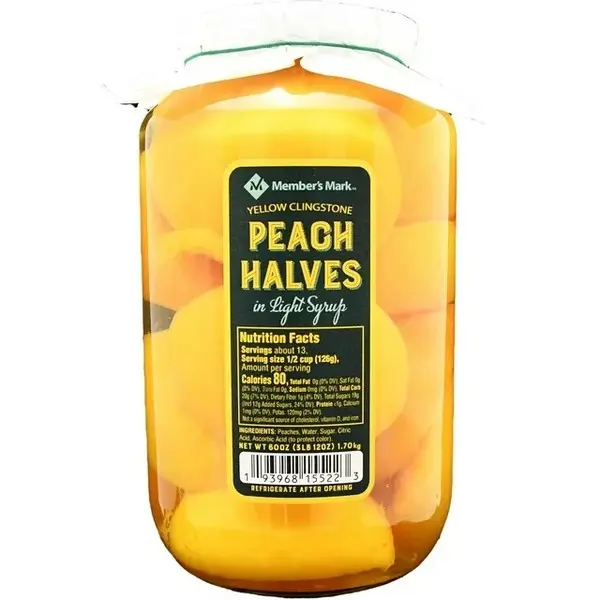 Member's Mark Yellow Clingstone Peach Halves in Light Syrup, 60 oz. Sweet