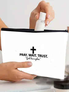 1PC slogan Makeup Bag - Zipper Pouch, Lightweight & Foldable Travel Organizer with Double-Sided Design for Cosmetics, Cute Gift Idea, Compatible for Travel, Gym, Camping - Ideal Gift for & Women, Ideal for Spring and Summer Getaways3.27PYT-10