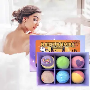 Halloween Themed Bath Bomb, 6 Counts/box Essential Oil Bath Salt Ball, Bubble Ball, Bath Protect Bubble Bath, Bath & Body Care Product