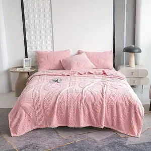 Double-Sided Embroidered Quilted Blanket, Modern Style Polyester Bedspread, Suitable for Bedroom, Sofa, Living Room