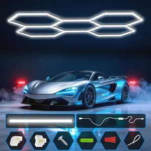 Explorinox Hexagon Garage Lights, 3/5/8/11/14 Grids RGB Hexagon LED Lights, 6500K Honeycomb Light for Gaming Room, Gym, Garage