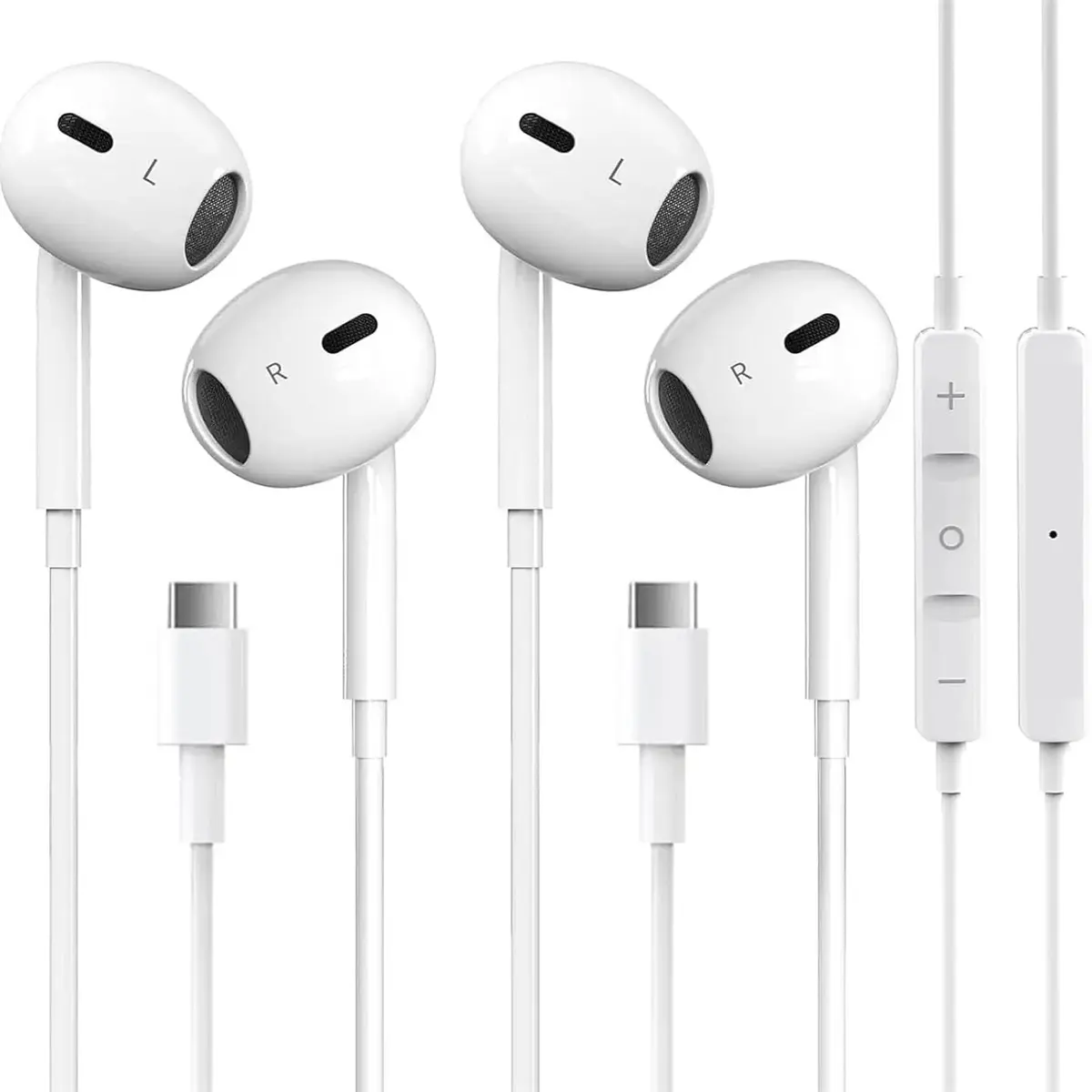 Portable Design Earphone usb-c headphone For IPhone 17/16/15 Pro Max Plus Type C Earphones With Microphone & Remote Noise Cancelling Earbuds For IPhone 17/16/15 Pro, IPad,  Headset Electronic Touchscreen Earbuds White hifi stereo earbudsb wired ear bud Au