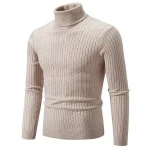 New Men s High Neck Sweater Solid Color Pullover Knitted Warm Casual Turtleneck Sweatwear  Mens Winter Outdoor Tops Knitwear Menswear(Sheets)