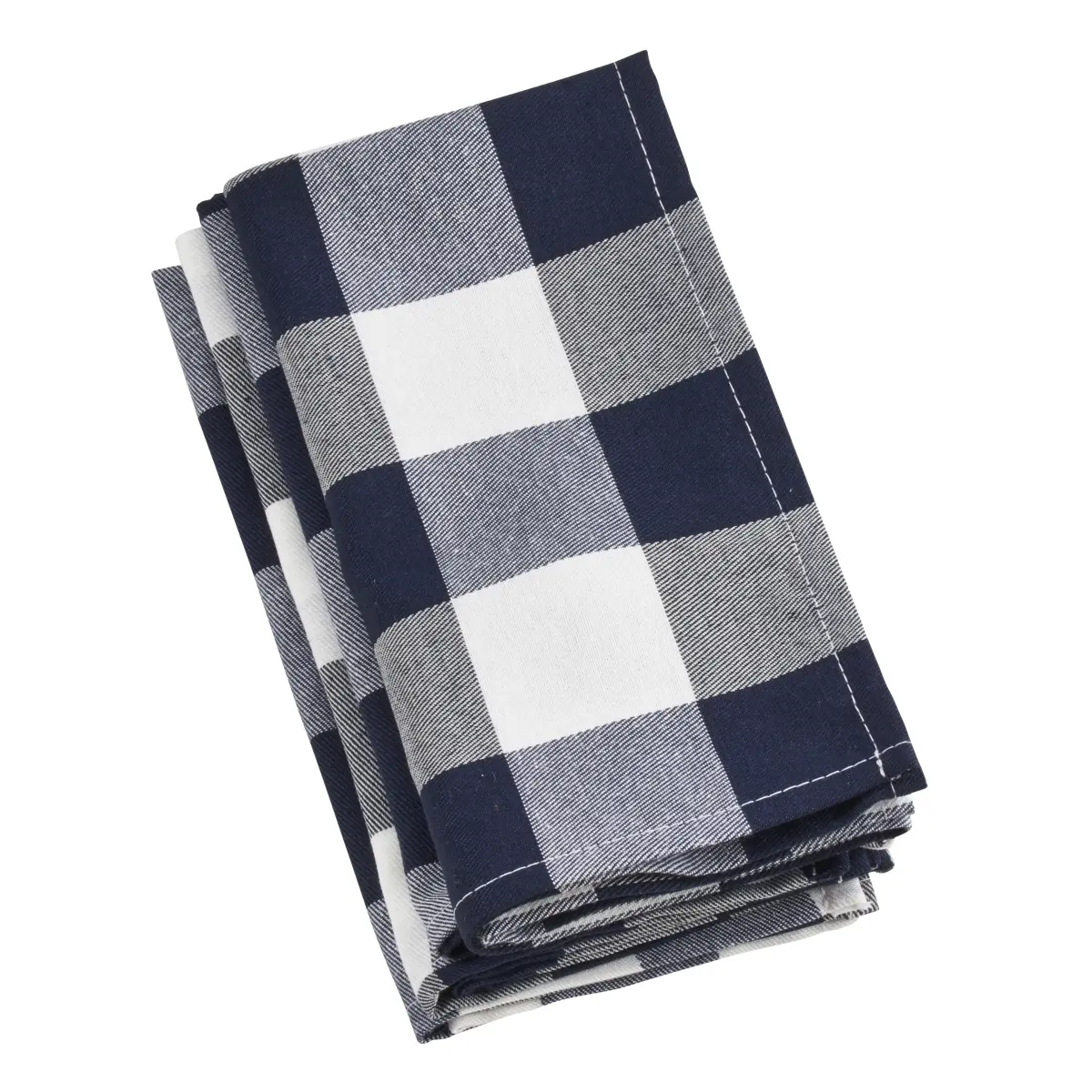 SARO 5026.NB20S 20 in. Square Buffalo Plaid Check Pattern Design Cotton Napkins - Blue Set of 4