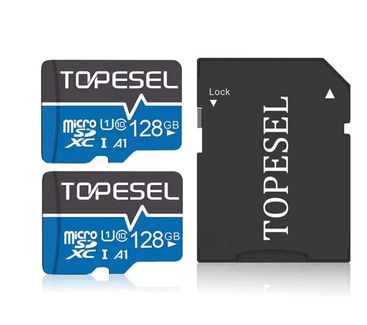Topesel 128GB Micro SD Class 10 U1 Flash Memory Card with Adapter, 2 Total Count, Blue