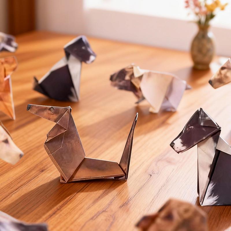 ihubei DIY Origami Cats Dogs Dinosaur Kit 150 Sheets, 3D Folding Craft Set Fun and Relaxing Handicraft Activity Cute Desk Decoration Perfect Gift for Kids Adults Pet Lovers Educational Toy to Improve Hand Eye Coordination Creativity and 3D Thinking Skills