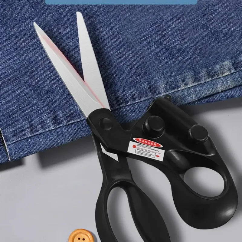 Popular New Professional Laser Guided Scissors Cutting Supplies for Home Crafts Wrapping Gifts Fabric Sewing Cut Straight Fast Heavy Duty Scissor Shear