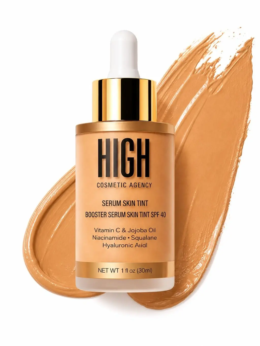 High Cosmetic Agency Booster Serum Skin Tint SPF 40 - Tan Vera | Tinted Moisturizer with Niacinamide, Vitamin C & Hyaluronic Acid | Lightweight Buildable Coverage, Natural Radiant Finish, Broad Spectrum SPF 40, Cool Undertones