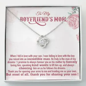 To My Boyfriend's Mom Gift, Boyfriend's Mom Necklace, Boyfriend's Mom Birthday, Boyfriend's Mom Pendant Necklace Pendant Necklaces styles On Birthday, Christmas, Anniversary. Necklace Jewelry With Meaningful Messages Card & Box