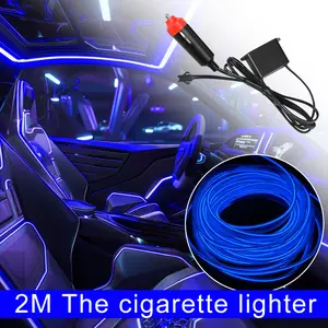 2-meter car ambient light with EL cool light: cigarette lighter driven (blue)