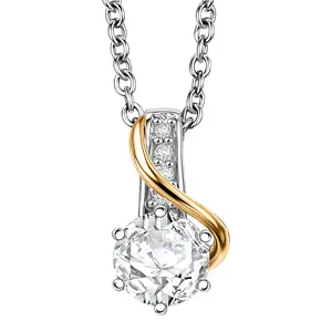 Moissanite 1.10 ctw Pendant Necklace in 18K Vermeil Yellow Gold and Platinum Over Sterling Silver 20 Inches