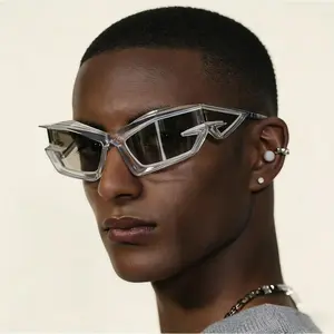 Y2K Futuristic Sunglasses, Street Photography and Runway Fashion Eyewear, Unisex Statement Glasses for Men and Women, Bold and Trendy, Perfect for Fashion Shows, Street Style, and Daily Wear