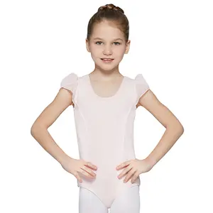 MdnMd Girls Ballet Dance Leotards With Short Sleeveless And Gauze Back