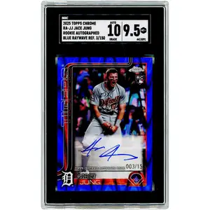 Jace Jung Detroit Tigers Autographed 2025 Topps Chrome Blue Raywave Refractor #RA-JJ #3/150 SGC Authenticated 9.5/10 Rookie Card - Fanatics Authentic Certified