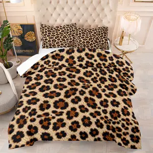 2/3 PCS Classic Leopard Print Boho Chic Comforter Set, Luxury Vintage Bohemian Bedding Set with Filling, Warm & Constant Temperature Bedspread for Bedroom, Guest House, Hotel & Dorm, Perfect Housewarming Birthday Christmas Gift (Pillow Insert Not Included