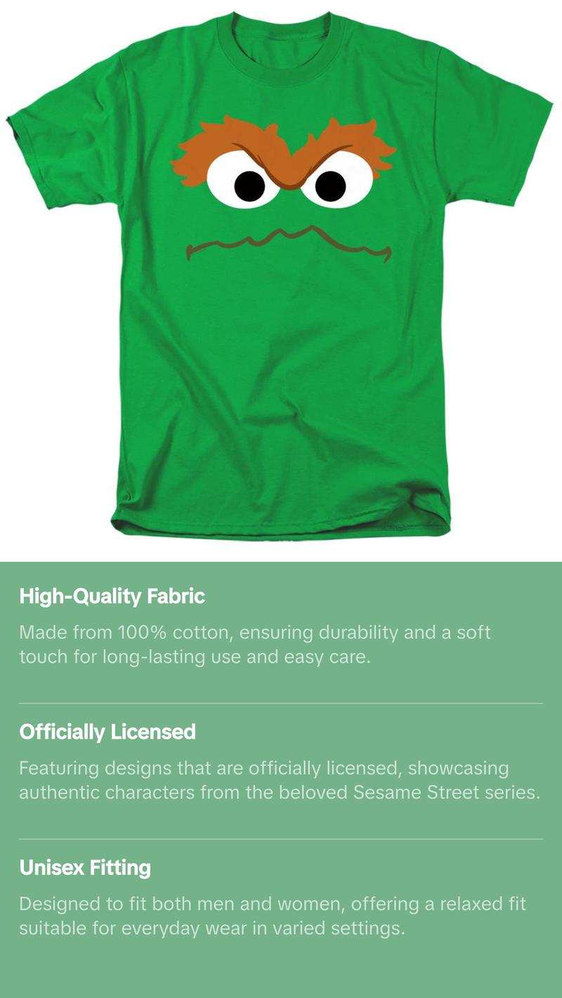 Oscar the Grouch Sesame Street Big Faces Halloween Costume Unisex Adult T-Shirts