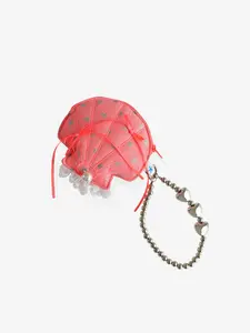 Cute Shell-Shaped Lace Pearl Earphone Case, Zipper Opening, Detachable Bracelet, Holds Bluetooth-compatible Earphones, Coins, Earrings, Etc