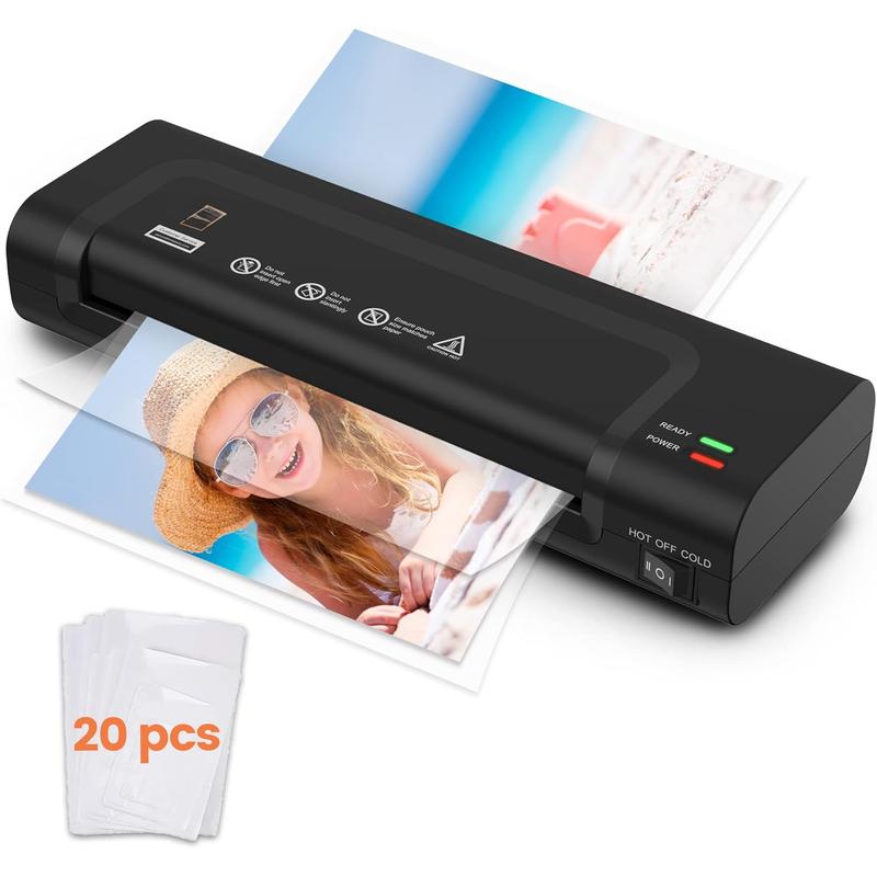 Laminator Machine 9-inch Thermal Cold Laminator with Laminating Sheets 20 count,Laminating Machine with 2-Min Faster Preheat,Personal Lamination with  Roller for Teacher(Black)