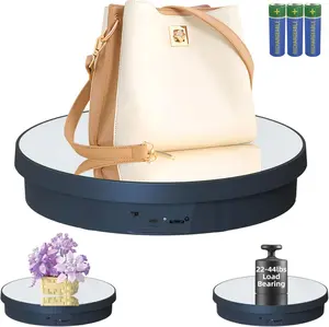 JAYEGT Motorized Rotating Display Stand, 12.6Inch /44Lbs Load ,Real Mirror Cover ，360 Degree Electric Rotating Turntable ,Cup Display Turner Stand,Photography Products, Jewelry ,Tumbler -Black