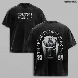 Spiritbox “The Beauty of Suffering VII” Vintage Acid Washed T-Shirt – Oversized Graphic Tee, Metalcore Band Shirt, Dark Rose Gothic Aesthetic Streetwear, Casual Soft Cotton Unisex Top, Men Women Wear, Gift for Spiritbox Fans 0CF